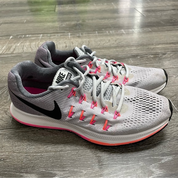 Nike Shoes - Nike Air Zoom Pegasus 33 Womens Size 10 Gray Pink Running Shoes Sneakers